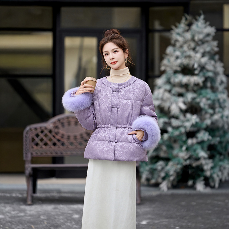 新中式国风羽绒服女2025冬新款时尚洋气盘扣保暖白鸭绒外套YE6529