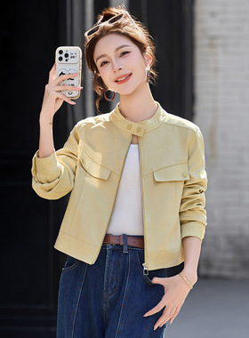 时尚短款外套女2026春秋新款百搭高级感宽松百搭洋气夹克潮YB2616
