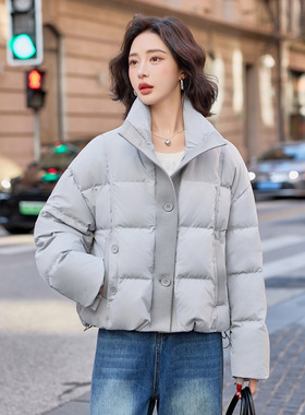 2025冬装新款立领羽绒服女装纯色针织拼接时尚宽松外套 ME59136