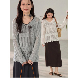 镂空针织罩衫 歌铭春季 套装 背心连衣裙两件套N541C 镂光织梦