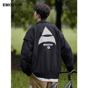 EMOTION美式休闲翻领情侣夹克男装春秋季款痞帅宽松上衣潮牌外套