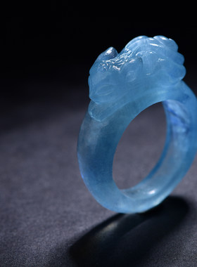 水晶狐狸定制冰透雕刻戒指