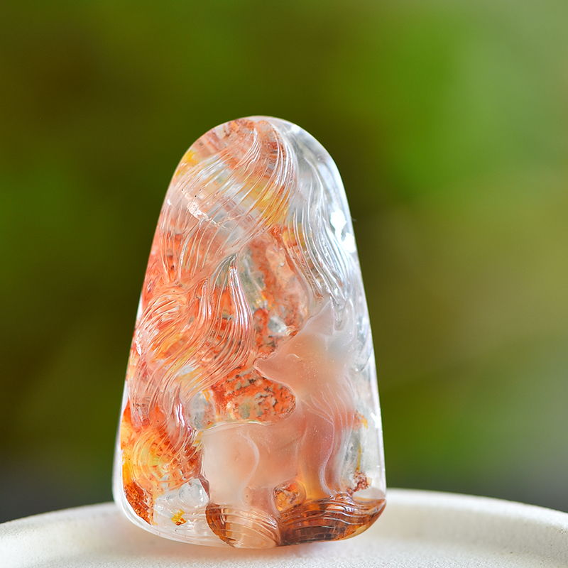 天然意象水晶 喜马拉雅矿石九尾狐手工原创 奇石奇特的原石晶体