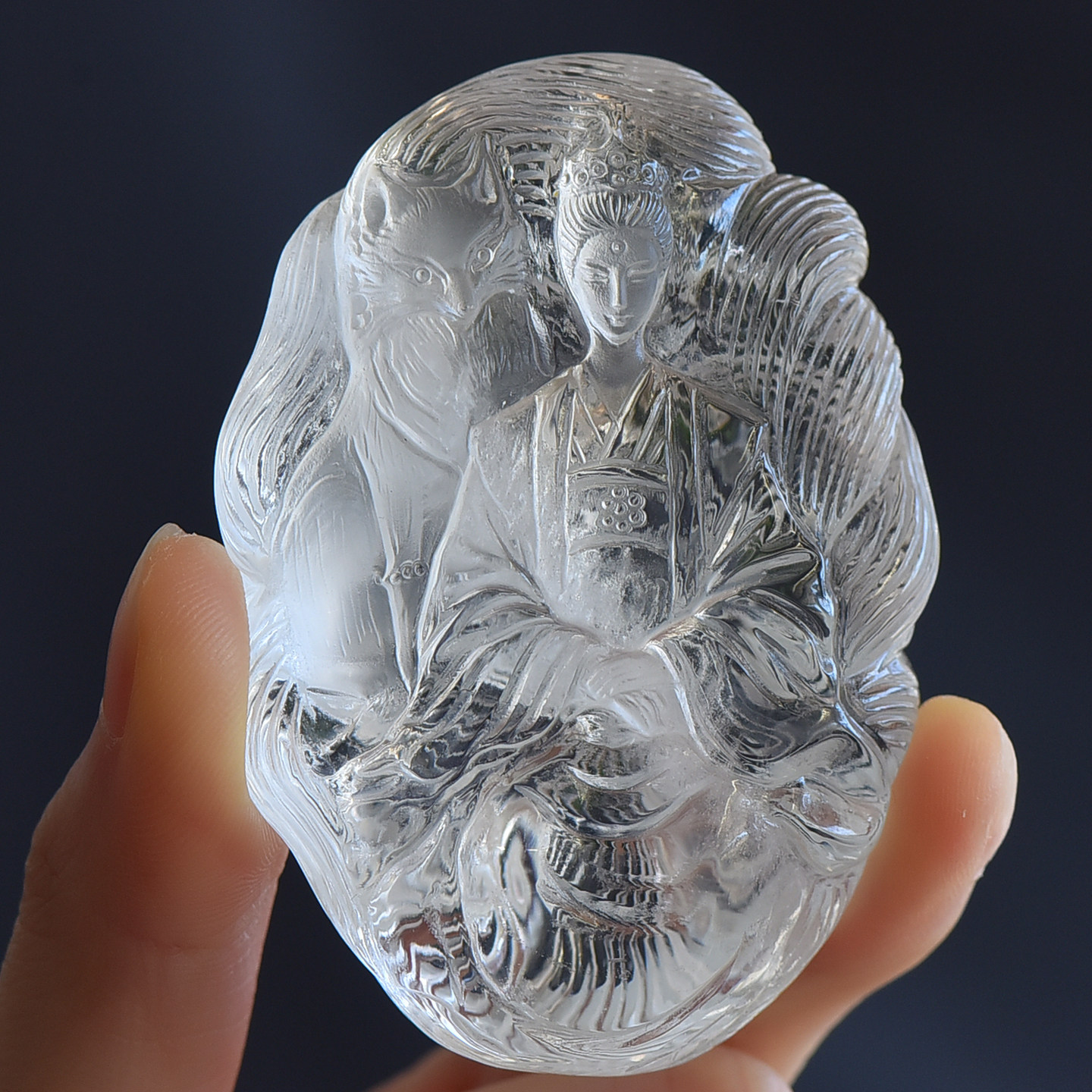 鲍氏 男女款吊坠挂件白水晶兔毛九尾狐狸 仙女人物定制大尾巴娘娘