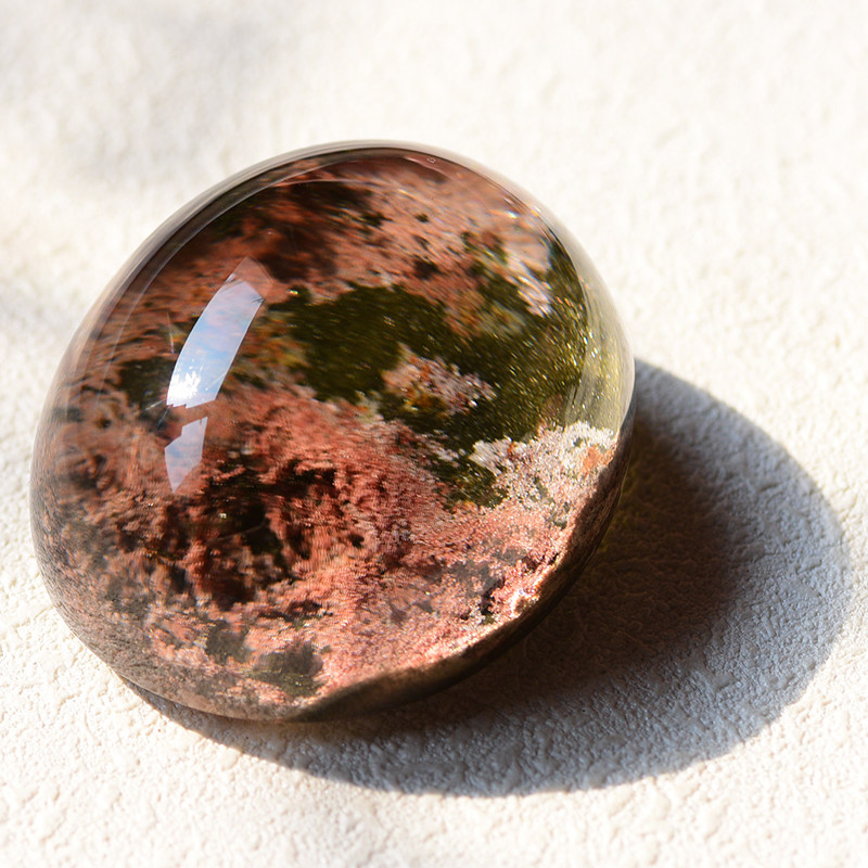 彩幽灵蛋面男女款裸石毛衣链吊坠 红幽灵粉幽灵绿幽灵原石灵狐