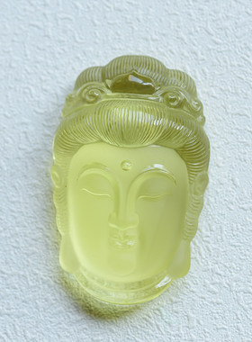 黄水晶观音头男女款吊坠毛衣链
