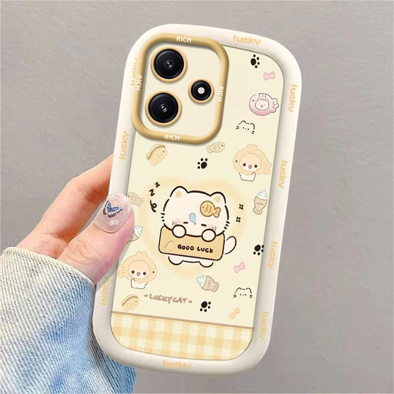 鱼小猫适用红米Note12r手机壳23076RA4BC镜子支架挂绳补妆镜防摔软胶ins风卡通软壳支架全包边保护套潮牌精孔