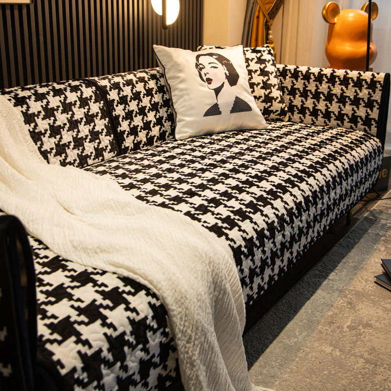 千鸟格毛绒沙发垫加厚秋冬季2025新款轻奢风固定防滑坐垫直排盖布,居家布艺,沙发垫,淘宝优惠券,粉丝福利购,淘宝优惠卷