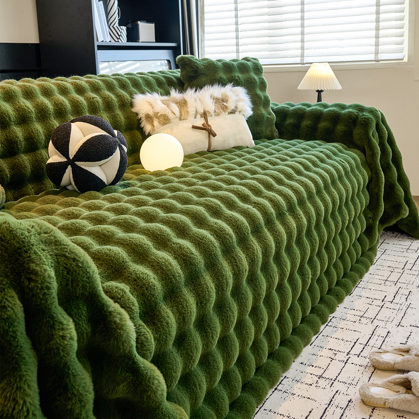 冬季保暖毛绒沙发盖布巾轻奢盖毯