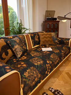 田园覆古雪尼尔沙发靠垫，所有季节2025新的固定防滑高端覆盖布座