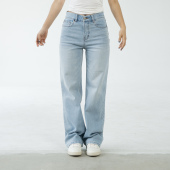 Ravehouse浅色浅蓝冰蓝棉微弹直筒白搭牛仔裤 春夏 长裤