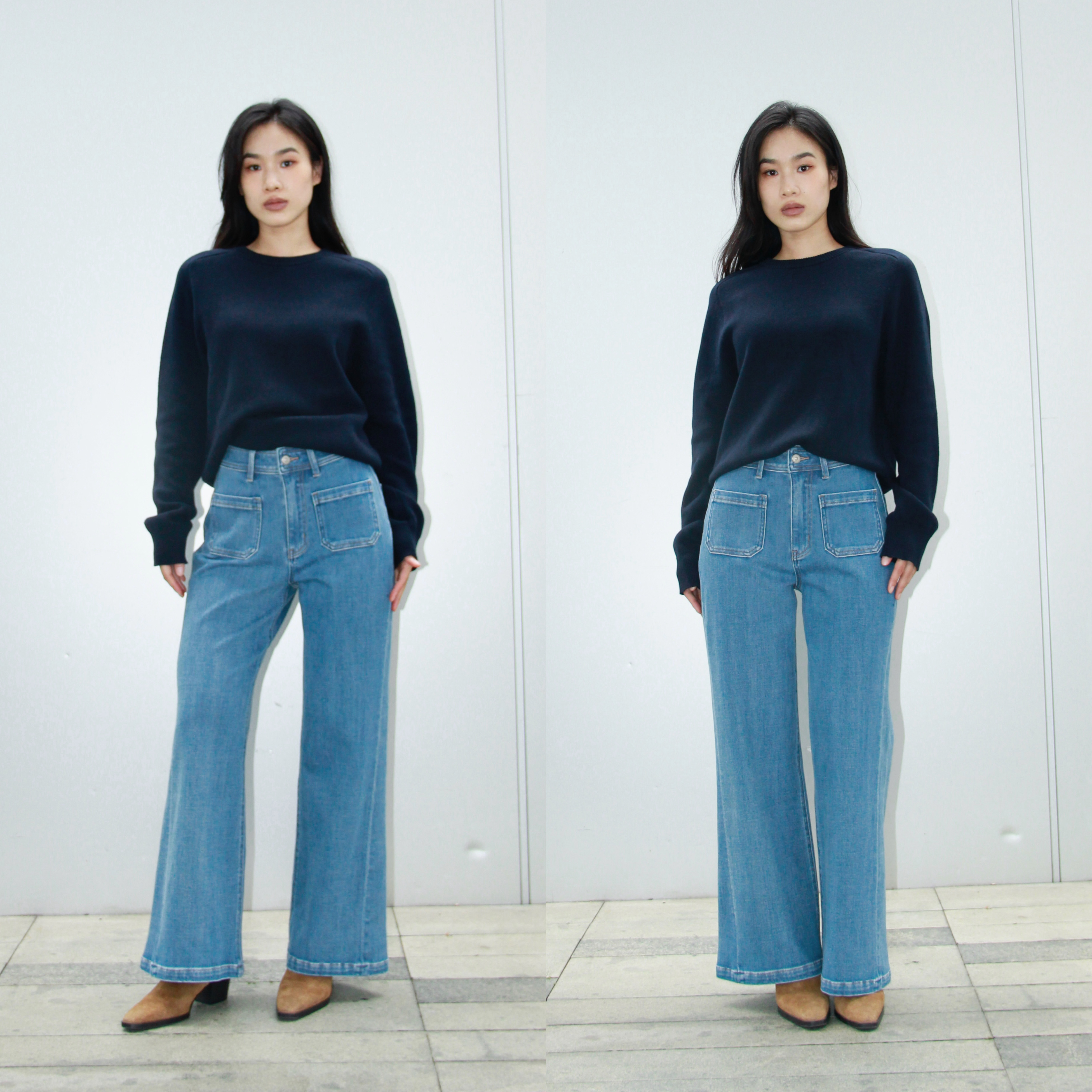 Ravehouse梨形腰细胯宽显瘦显腿长大弹力q弹法式四面弹长裤牛仔裤