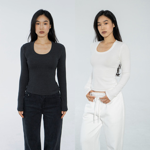 Ravehouse修身紧身软软糯糯大弹力圆领u领打底外穿上衣