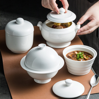 陶瓷白色炖盅燕窝家用养生隔水炖