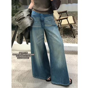 孕妇牛仔裤春秋款宽松阔腿牛仔裤韩版显瘦托腹垂感休闲裤长裤春装
