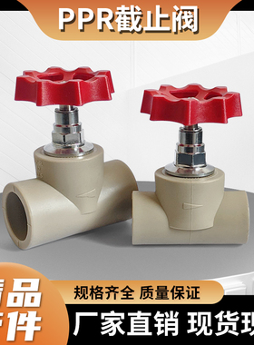 灰色PPR截止阀热熔闸阀DN202532405063水管阀门开关4分6分2寸加厚