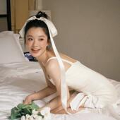 芭蕾风超大丝带蝴蝶结发夹气质优雅发饰顶夹超仙新娘头纱拍照道具