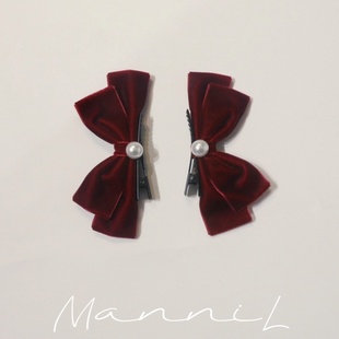 立体丝绒蝴蝶结对夹公主双侧耳边发卡儿童甜美可爱俏皮边夹jk发饰