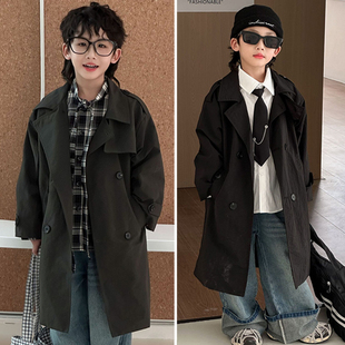 帅气男童风衣外套英伦风2026新款春秋韩版儿童洋气中长款大衣男孩