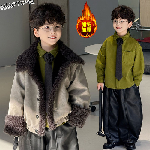 冬装韩范痞帅男童外套帅气时髦潮