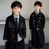 高端帅气儿童小主持人西服走秀演出潮服 韩版 花童礼服男童西装 套装