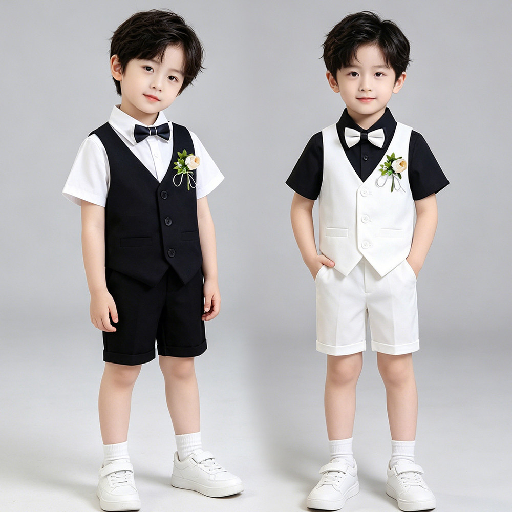 夏季新款男童小西装套装英伦儿童主持人礼服男孩幼儿园毕业表演服