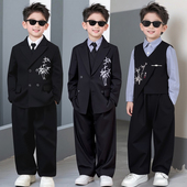 小西服帅气男孩主持人礼服演出服 春秋高级感儿童中式 男童西装 套装
