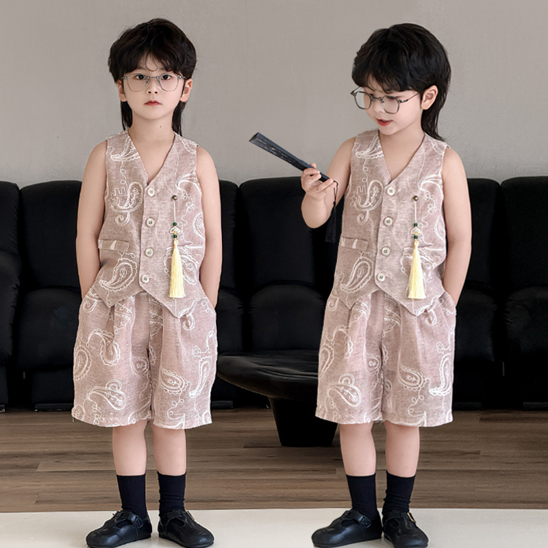 儿童夏季礼服男童小西装马甲套装韩版休闲帅男孩潮服幼儿园演出服