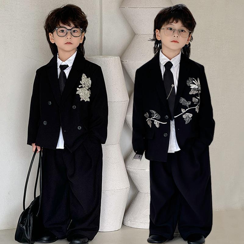男童西装套装痞帅风春秋儿童休闲西服外套高端花童礼服走秀演出服