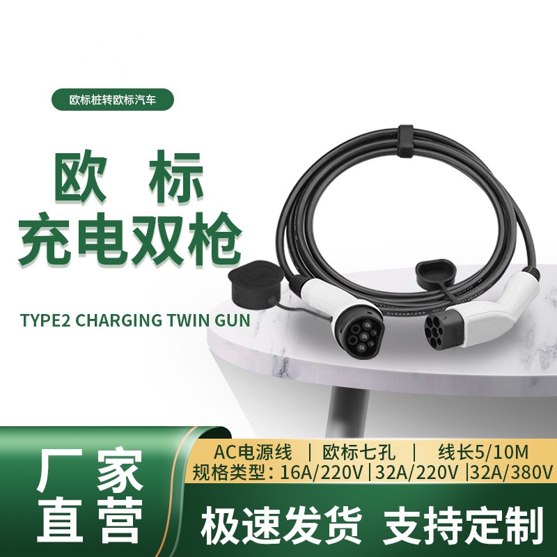 欧标车充电桩双头枪双枪线延长线
