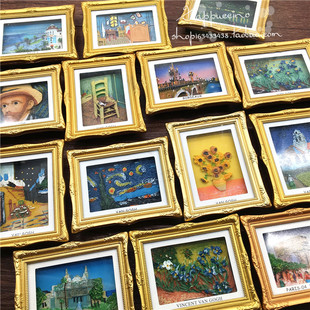 3个包邮 梵高名画向日葵摩纳哥法国树脂装饰贴冰箱磁性贴留言磁贴