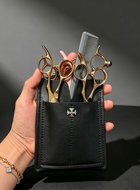 爆款发型师高端真皮剪刀包挂钩式