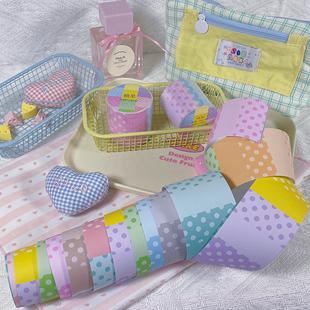 桃气乐乐原创手帐胶带基础波点彩虹盐系手撕可书写纸胶带拼贴素材