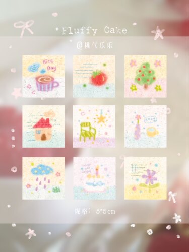 桃气乐乐原创便签第二弹 5×5cm便签分装手帐拼贴素材fluffy cake