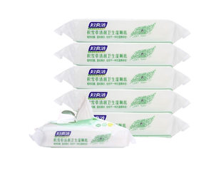 妇炎洁 积雪草清润卫生湿厕纸 60抽*5包 家庭装抑菌湿纸巾