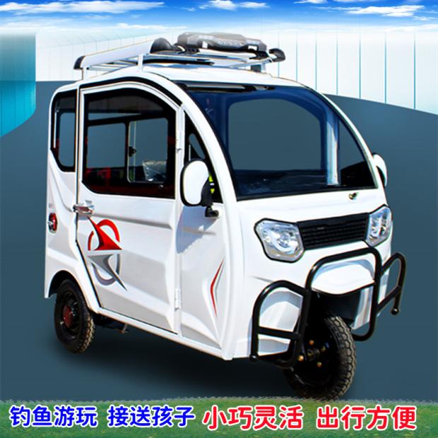 新款2门3座小型女士父母老人家用代步接送孩子电瓶车带蓬电动三轮