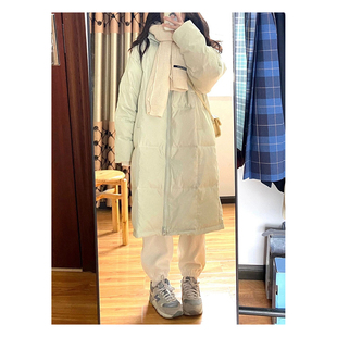 韩系浅绿色中长款棉服女2026年冬季百搭简约棉衣加厚保暖棉袄外套