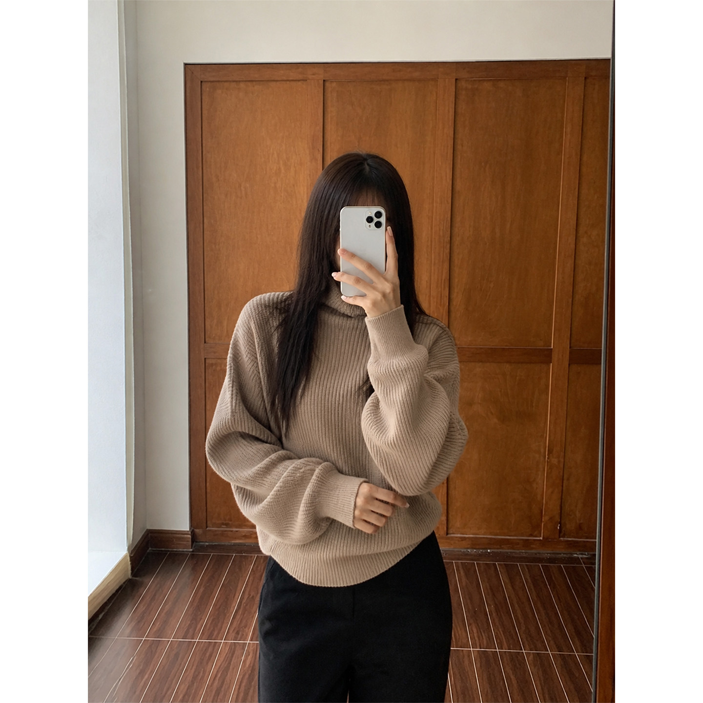 秋冬韩系温柔半高领保暖毛衣女图片