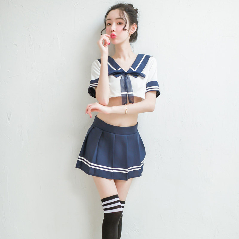 섹시한 일본 순수 학생 제복 정장 나이트 클럽 유혹 속옷 여성 선원 주름 치마 학교 소녀 정장