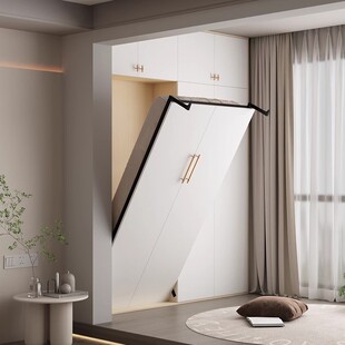 隐形床壁床墨菲床柜一体藏墙床阳台折叠上下侧翻板床五金配件定制