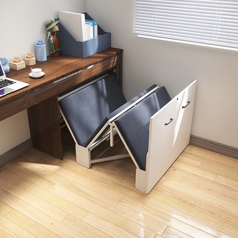 韵思折叠午休硬板床多功能书桌书架组合收纳拖床柜一体网红隐形床