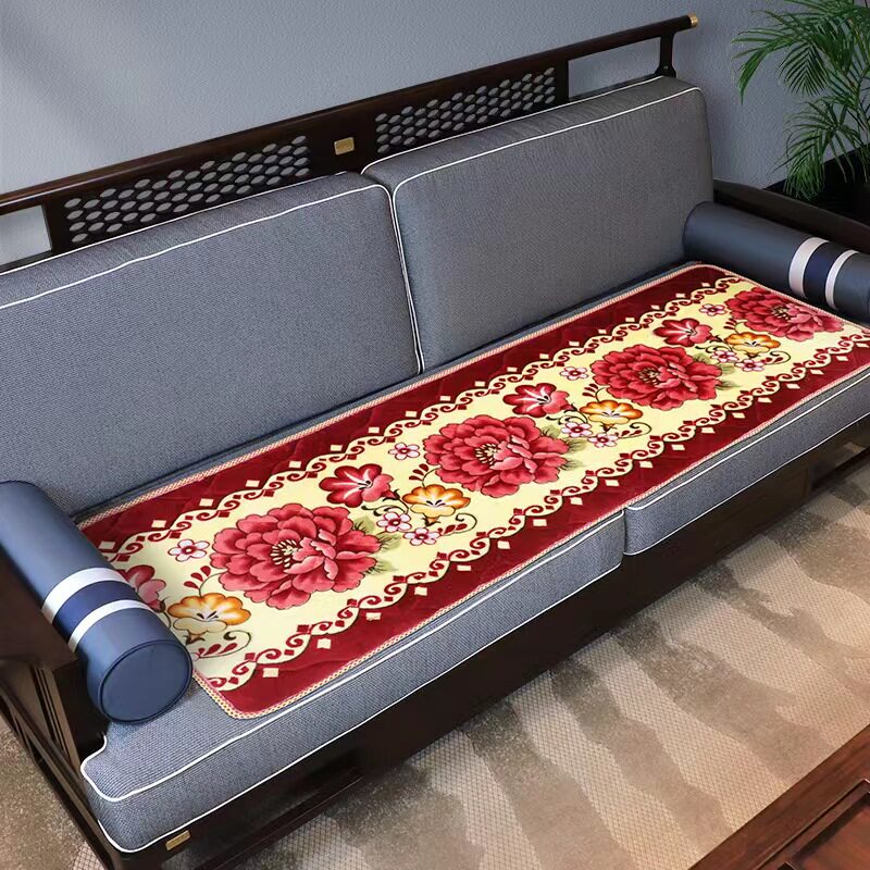 Solid wood sofa cushions, large-sized plush winter thickened anti-slip redwood seat cushions, all-season suitable bench leather seat cushions thumbnail 4