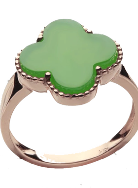 念玉珠宝18k玫瑰婚戒天然和田玉