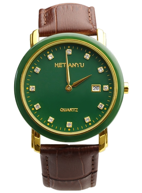 念玉新疆和田玉手表带真皮碧玉