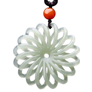 念玉天然和田玉挂件男女天然翠青玉吊坠玉石转运玉佩镂空心花怒放