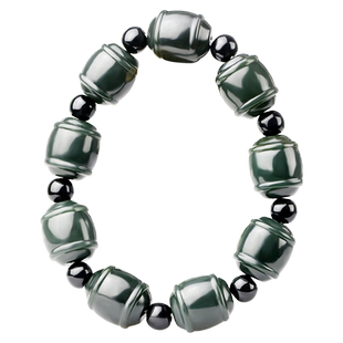 念玉新疆和田玉手链男女款转经桶珠子天然黑青玉手串玉石路路通