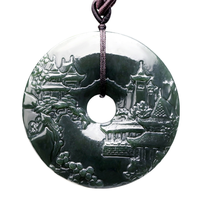 念玉新疆和田玉平安扣山水天然