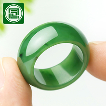 念玉新疆和田玉扳指环菠菜绿小号天然碧玉板戒指男款玉石手把件