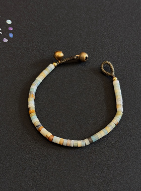 一安手作 原创个性天然寿山石细手链 手工编绳细手链 叠戴手串