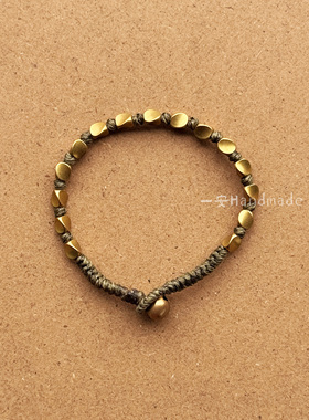 一安手作独特设计手工编绳手链黄铜小方糖手链个性小众手链